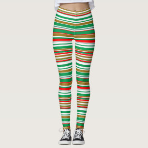 Heltryckstryckta randiga julfirande leggingar leggings