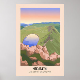 Helvellyn Mountain Lake District Reseskylt Poster