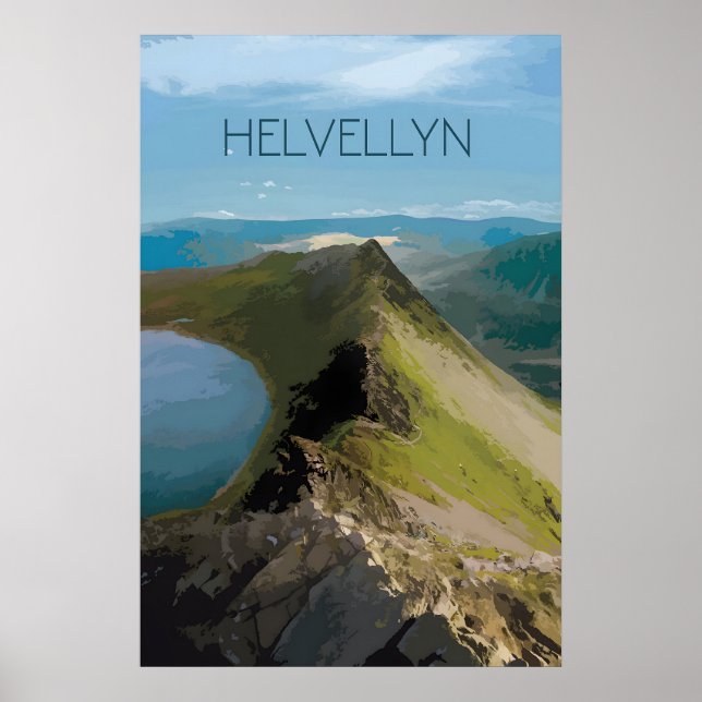 Helvellyn Mountain Travel Poster (Framsidan)