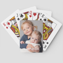 Helvertikalt fotoskript Anpassad text Poker Kort