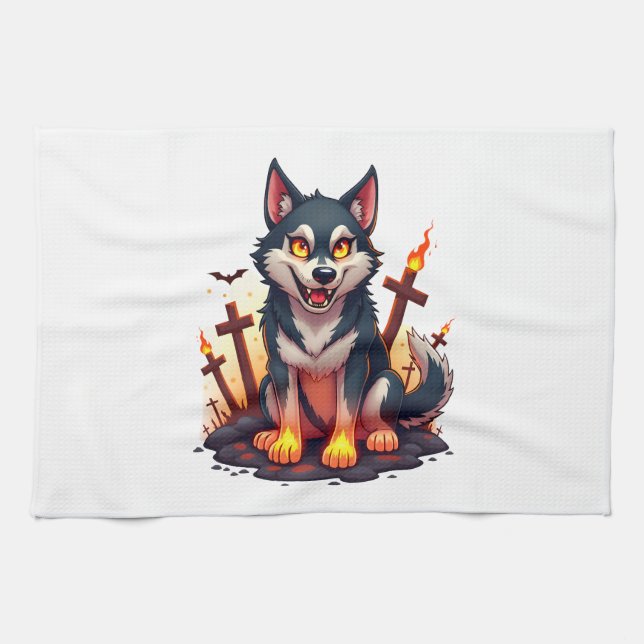 Helveteshund Husky Hund Kökshandduk (Horisontell)