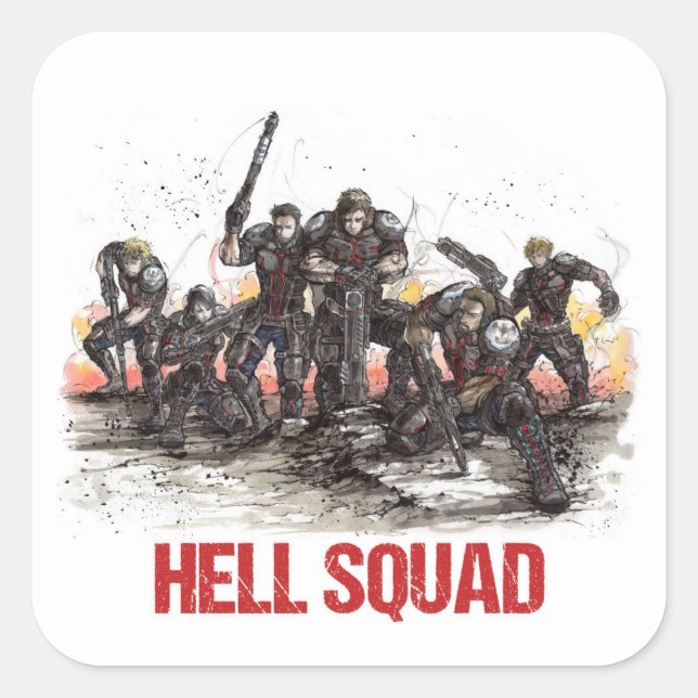 helvetet Squad Sticker Fyrkantigt Klistermärke (Framsida)