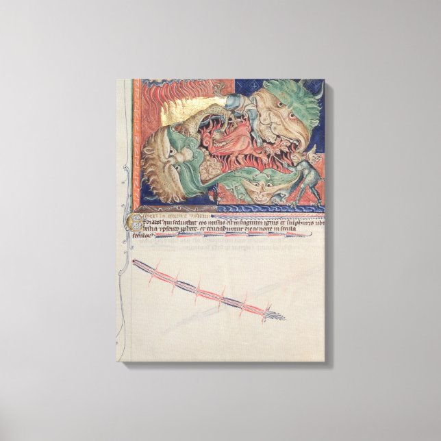 Helvetets käkar sväljer den röda draken canvastryck (Framsida)