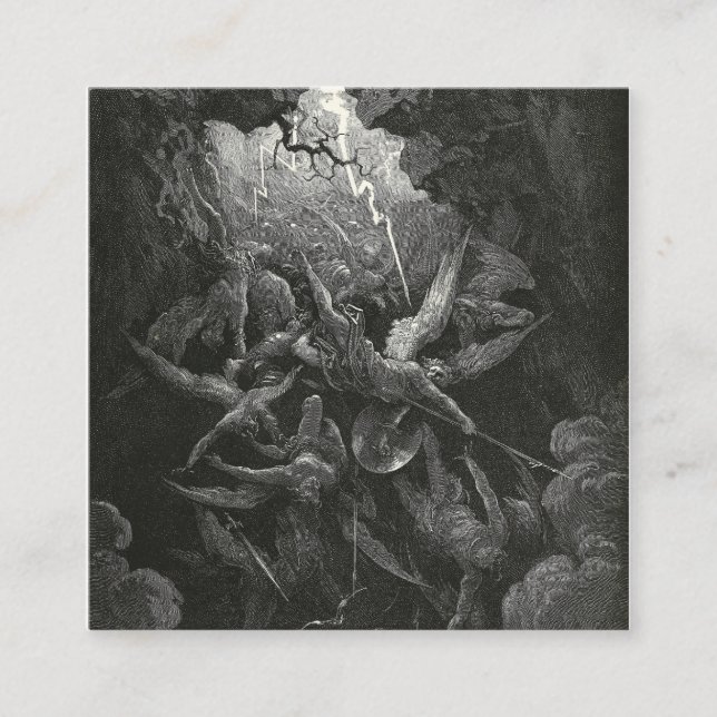 helvetets mun av Gustave Dore Fyrkantigt Visitkort (Framsida)