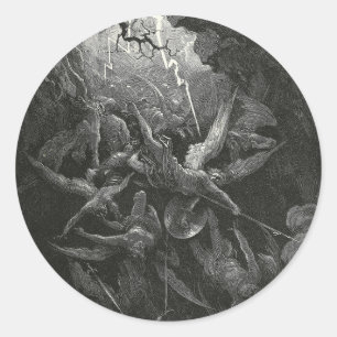 helvetets mun av Gustave Dore Runt Klistermärke