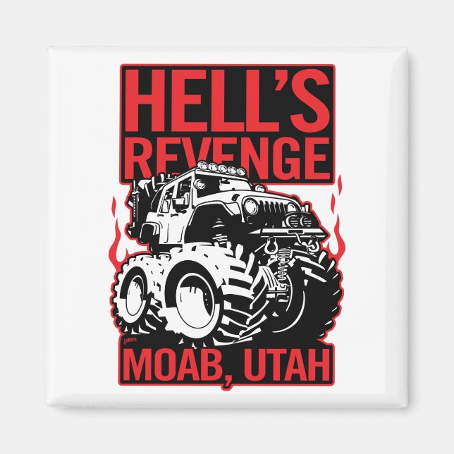 Helvetets Revenge Moab Utah off Road 4x4 Äventyr Magnet (Framsidan)