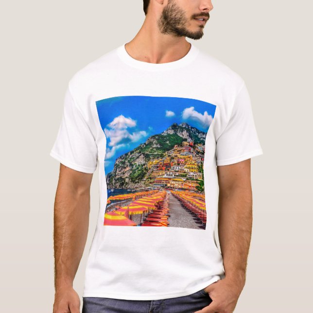 Hem Amalfi för klippan för den Positano T Shirt (Framsida)