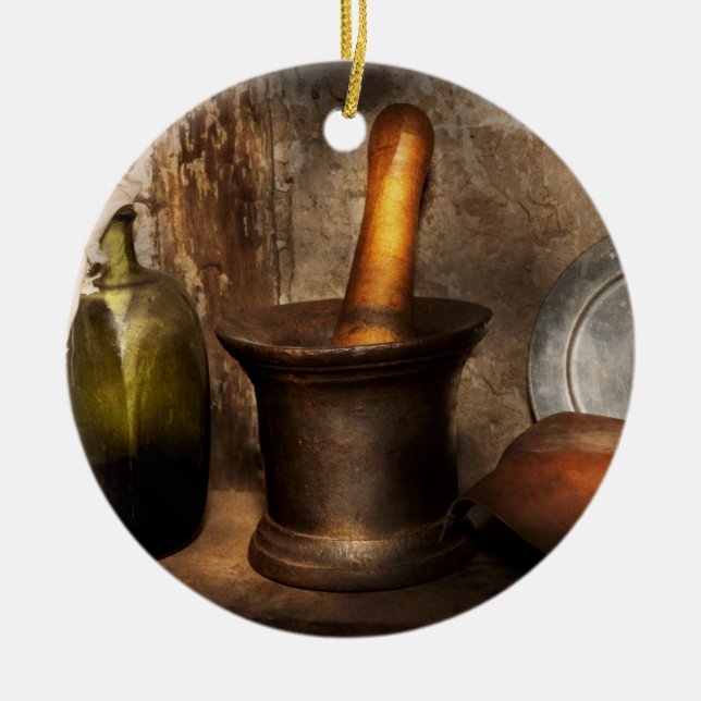Hem- apotek - Pestle - botar Julgransprydnad Keramik (Framsidan)