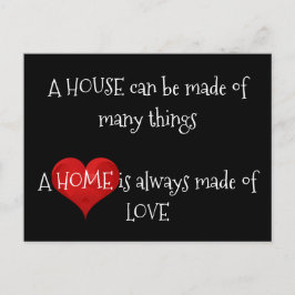 Hem är alltid tillverkat av Kärlek Quote Typograph Vykort