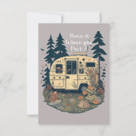 Hem är där du parkerar Vintagen i Camper Trailer Tack Kort