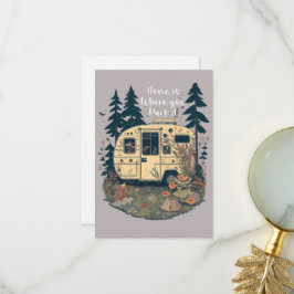 Hem är där du parkerar Vintagen i Camper Trailer Tack Kort