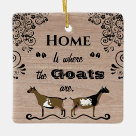 Hem är där getterna finns - nigerianska dvärggette julgransprydnad keramik