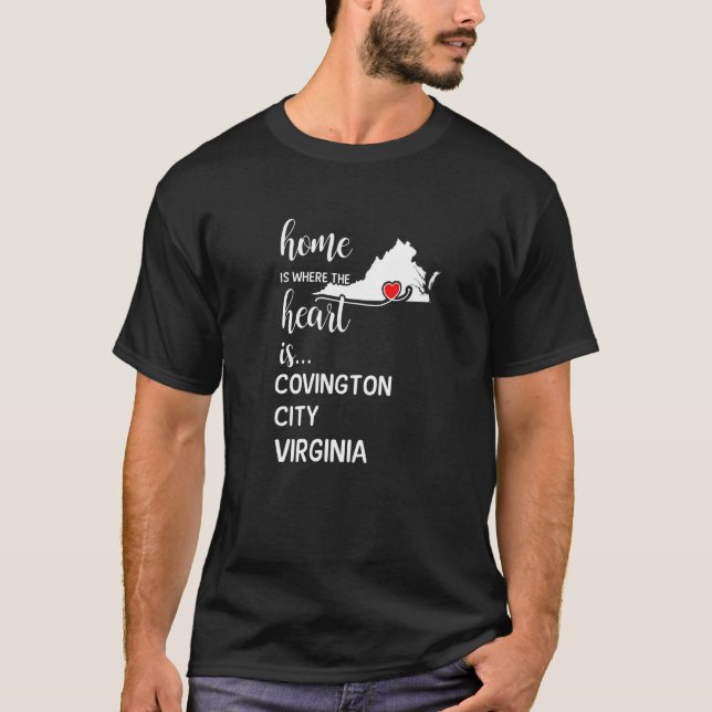 Hem är där hjärtat är Covington City County V T Shirt (Framsida)