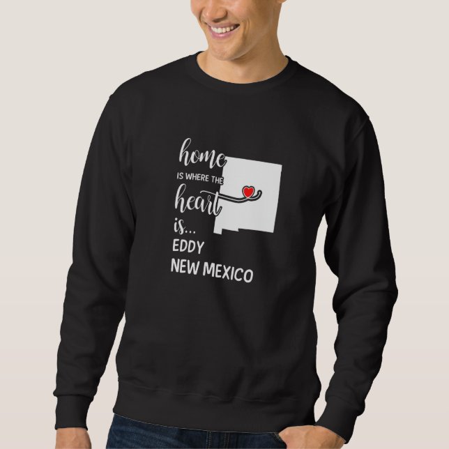 Hem är där hjärtat är Eddy County New mexico Lång Ärmad Tröja (Framsida)