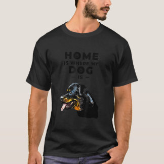 Hem är där min Hund är rottweiler-Hund-valp T Shirt