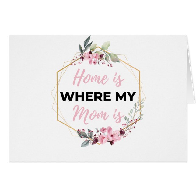 Hem är mitt Mamma svart Hälsningskort (Framsidan Horizontal)
