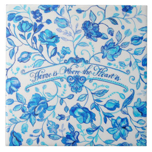 "Hem- är var hjärtan är" - 6" x 6" keramiskt Kakelplatta