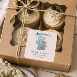 Hem Bakery Blue Flower Mixer Fyrkantigt Klistermärke