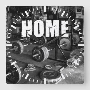 HEM (Barbells) - Motivering för att träna Fyrkantig Klocka