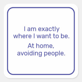 Hem (blå) fyrkantigt klistermärke