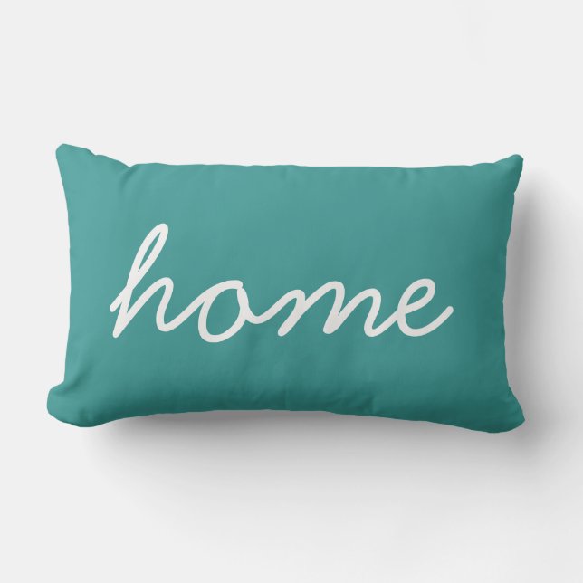 Hem | Citat Teal Typografi Dekorativt Skript Lumbarkudde (Framsida)