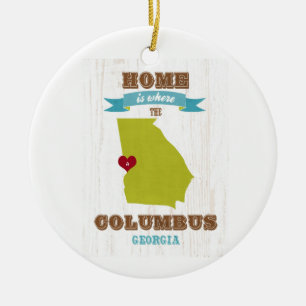 Hem- Columbus Georgia karta - är var hjärtan är Julgransprydnad Keramik