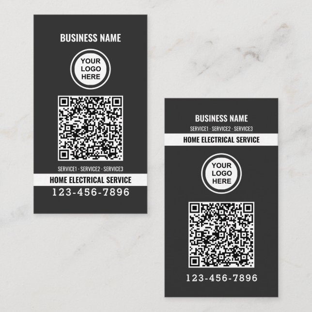 Hem elektrisk service QR-kod Logo anpassat arbete  Visitkort (Fram/baksida)