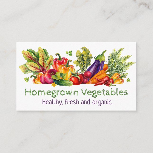 Hem, färska vegetabiliska produkter visitkort (Framsida)