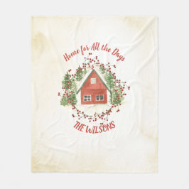 Hem för alla dagar | Rött julhus Fleecefilt