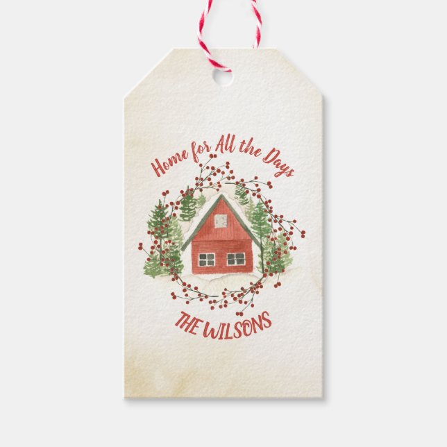 Hem för alla dagar | Rött julhus Presentetikett (Framsidan)