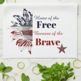 Hem för de fria på grund av de modiga,   kökshandduk