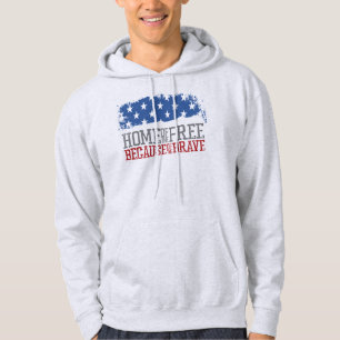 Hem för de fria på grund av de modiga USA-flaggan Hoodie