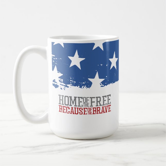 Hem för de fria på grund av de modiga USA-flaggan Kaffemugg (Vänster)