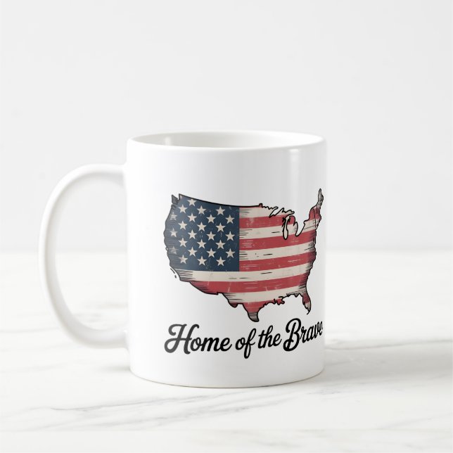 Hem för de modiga 4 juli Patriotisk Kaffemugg (Vänster)
