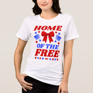 Hem för den fria röda gingham-skölden t shirt