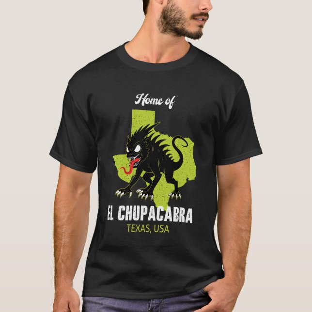 Hem för El Chupacabra Texas State Amerika Kryptid T Shirt (Framsida)
