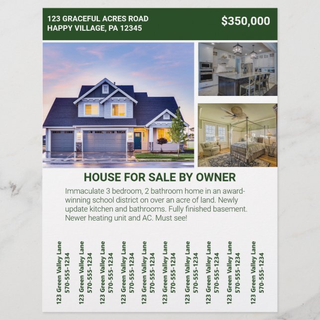 Hem för försäljning med hjälp av ägarfällning (bon reklamblad (Framsidan)