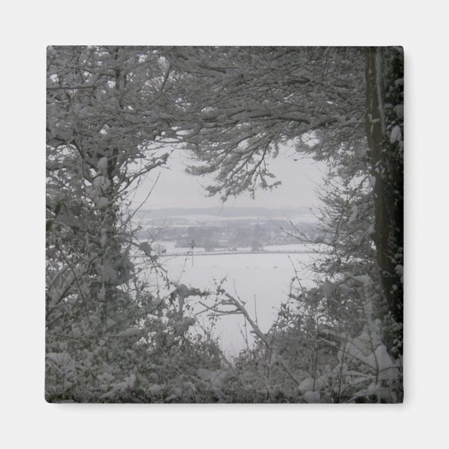 Hem för helgdagar Kärlek Snö Hjärta Foto Magnet (Framsidan)