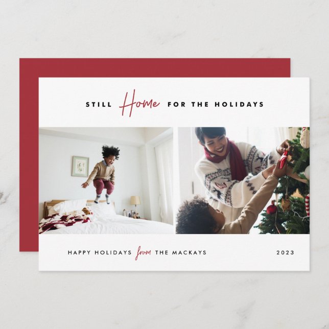 Hem för Helgdagarna | Funny 2-foto Julkort (Fram/baksida)