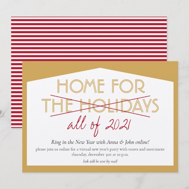 Hem för Helgdagarna i den ädla Nyårsaftonen Party Inbjudningar (Fram/baksida)