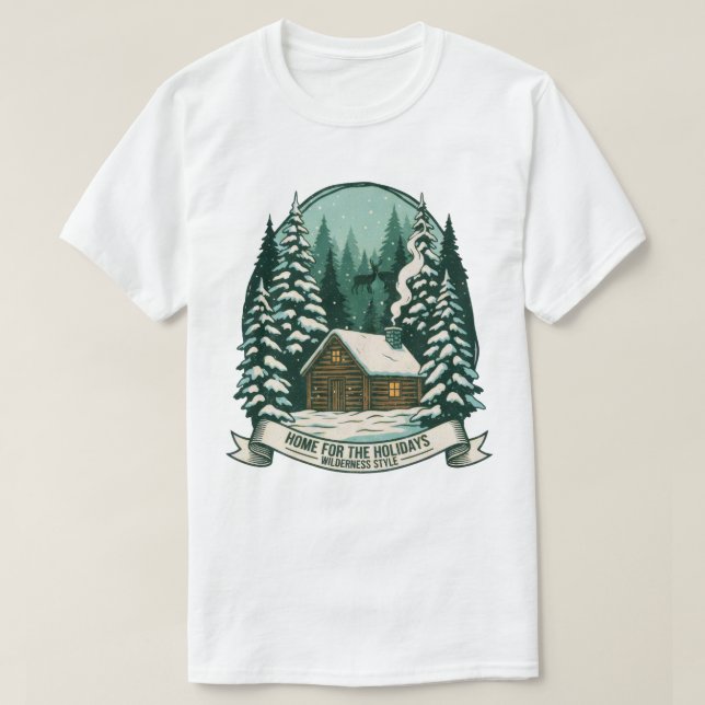 Hem för Helgdagarna Wilderness Cabin Art T Shirt (Design framsida)