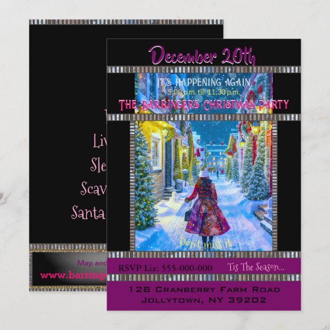 Hem för julparsinbjudan inbjudningar (Fram/baksida)