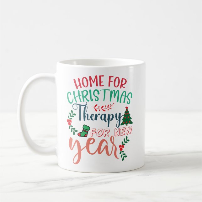 Hem för julterapi nytt år kaffemugg (Vänster)
