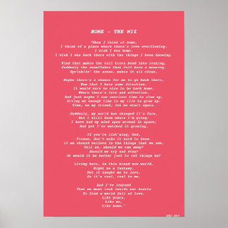 "HEM" FRÅN WIZ LYRICS POSTER