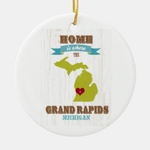 hem- Grand Rapids michigan karta - är var Julgransprydnad Keramik