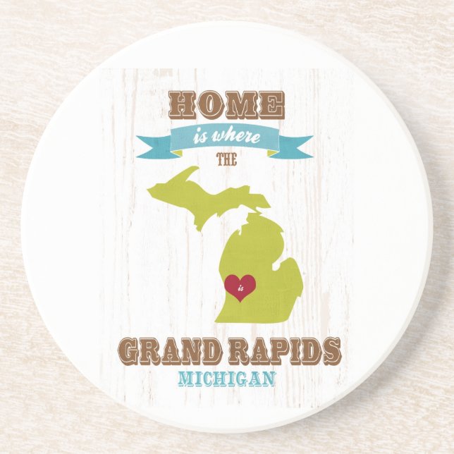 hem- Grand Rapids michigan karta - är var Underlägg Sandsten (Framsidan)