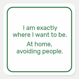 Hem (grönt) fyrkantigt klistermärke