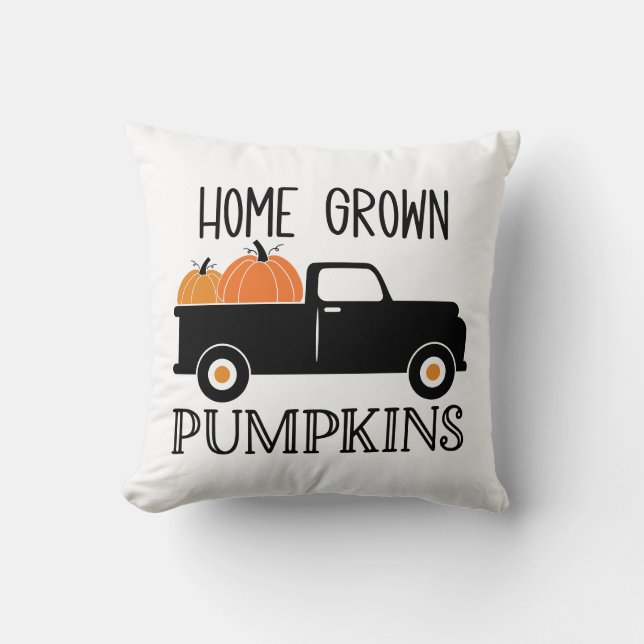 Hem Grown Pumpkins Vintage Lastbil Kudde (Framsida)