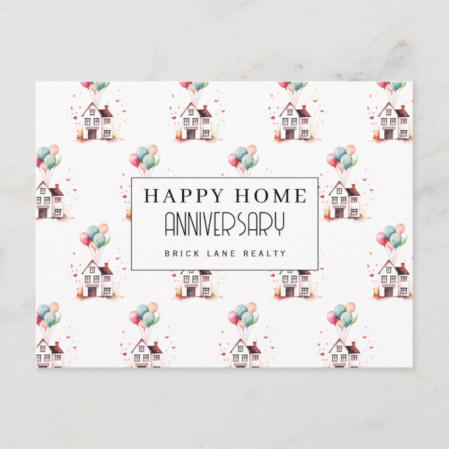 Hem Hemjubileum Hus Ballonger Fastigheter Vykort (Framsida)