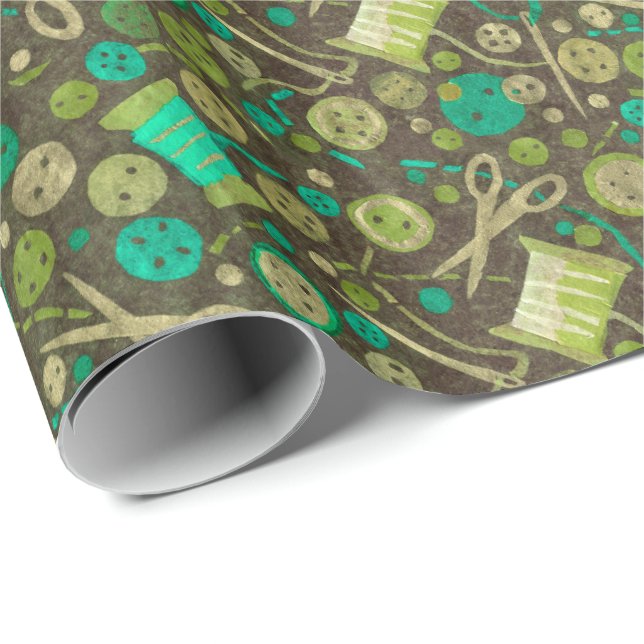 Hem Hobby Sy DIY Papperscollage Mönster Grönt Presentpapper (Rullad Hörn)